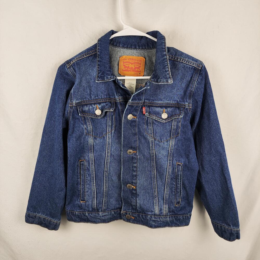 Levi's Jacket Youth Medium 10-12 Blue Denim Trucker Button Pockets Classic